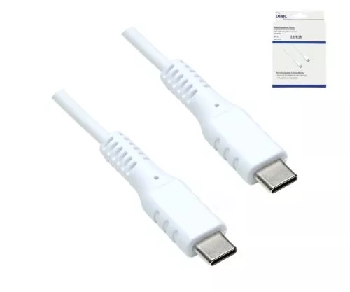 USB type C til C ladekabel, hvit, boks, 1,5 m 2x USB type C-plugg, 60W, 3A, DINIC-boks